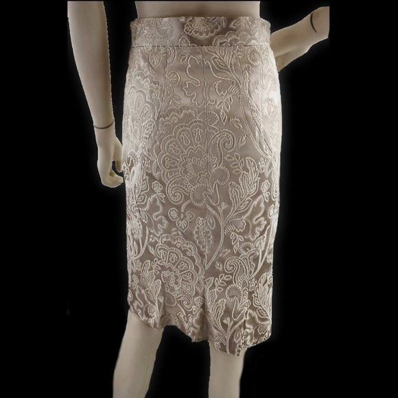 TEMPERLEY LONDON Champagne Floral Pattern Pencil Skirt 6 - Picture 3 of 5